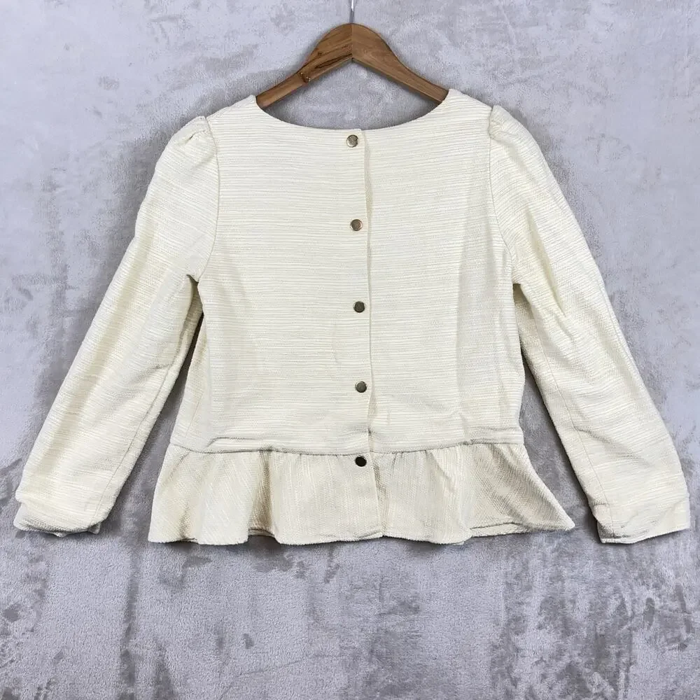 NWT Rosaé Paris Le Halévy Peplum Blouse Tweed Vanilla Size French 38 / US 6